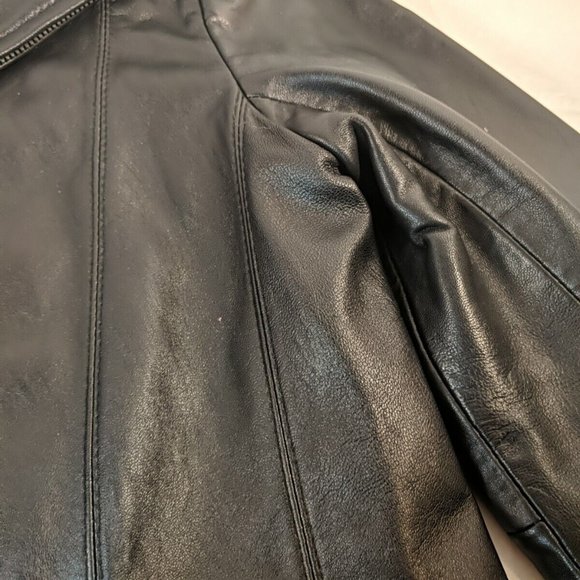 Pelle Studio Genuine Leather Black Jacket Coat Full zip collared Women's Small S - Picture 13 of 16